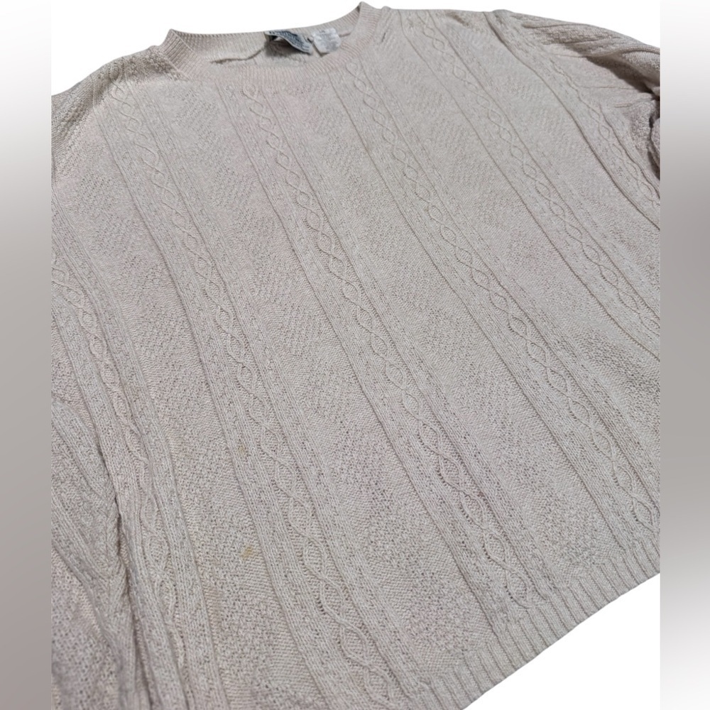 Northern Reflections Beige Cable Knit Sweater L Made in Canada - Picture 2 of 9